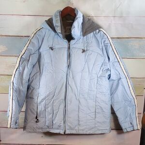 Athletic Works Men's Light Blue Puffer Jacket with Gray Details